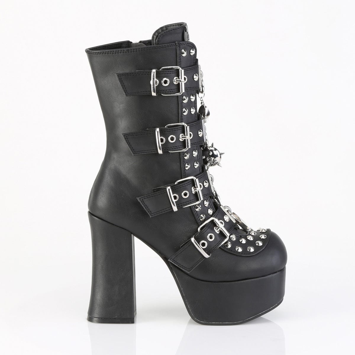 CHARADE-118 Black Vegan Leather Ankle Boots Demonia US Size (Women's): 6