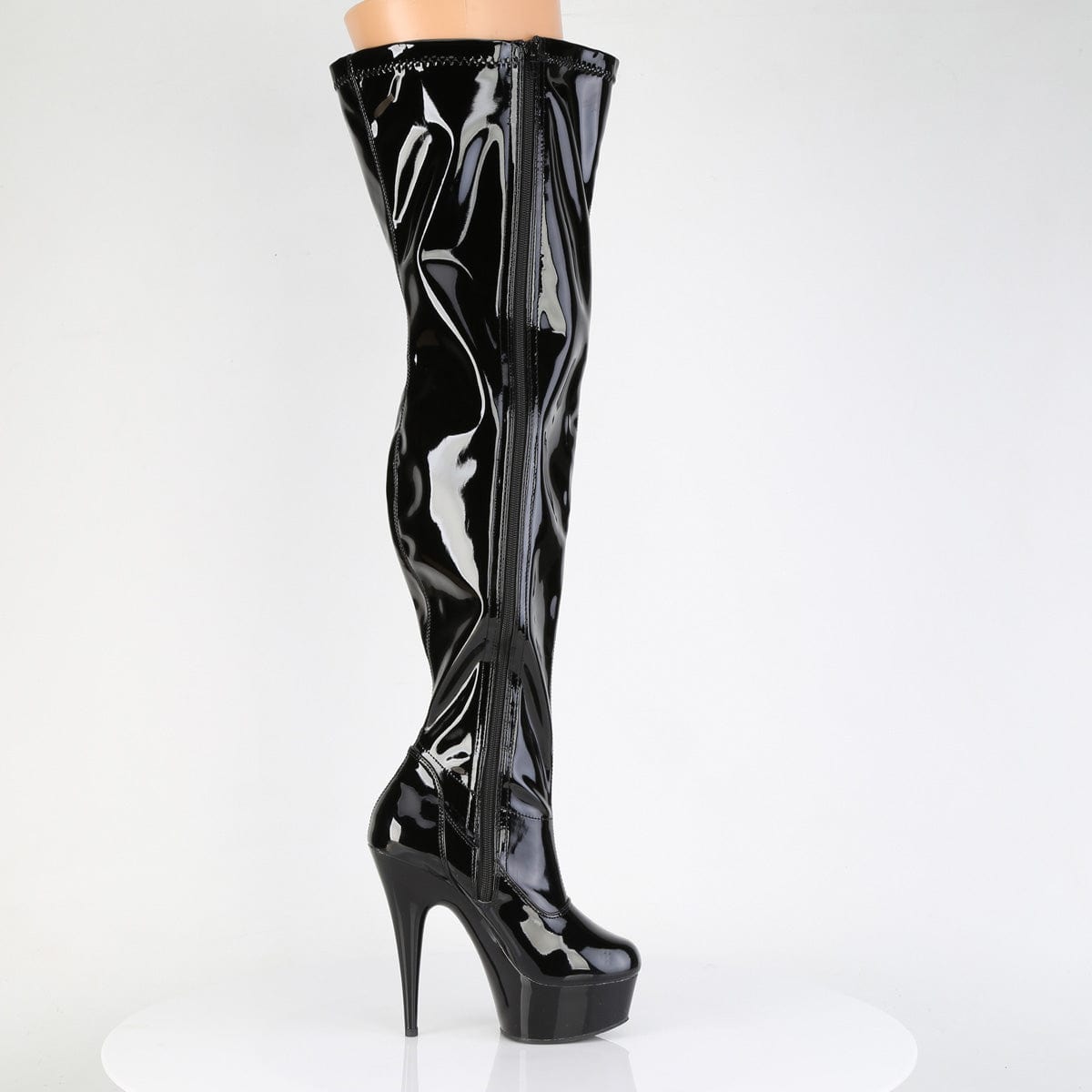 DELIGHT-3000WCF Black Stretch Patent/Black Pleaser US Size (Women's): 7