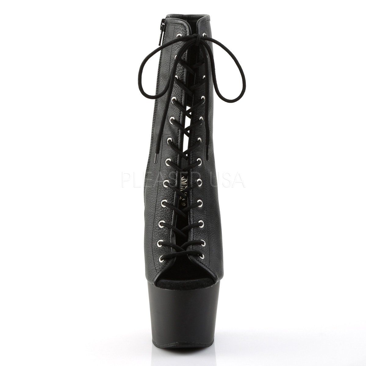 ADORE-1016 Black Faux Leather Ankle Boot Pleaser