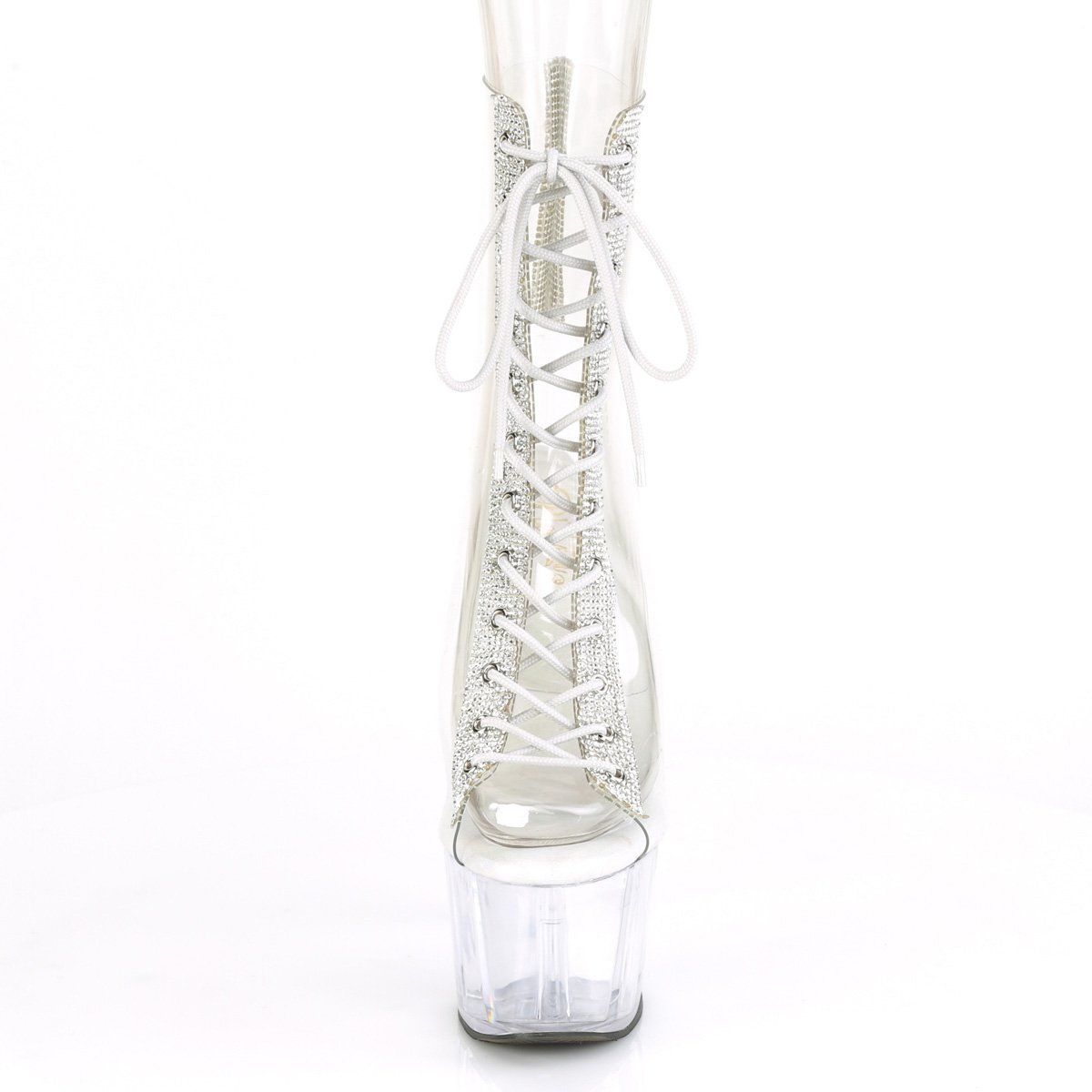 ADORE-1016C-2 Clear-Rhinestone/Clear Ankle Boot Pleaser