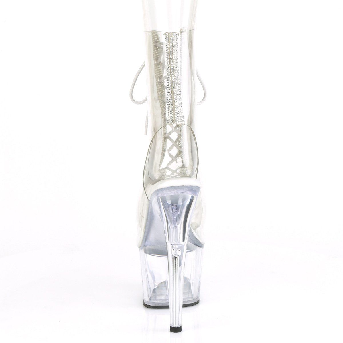 ADORE-1016C-2 Clear-Rhinestone/Clear Ankle Boot Pleaser