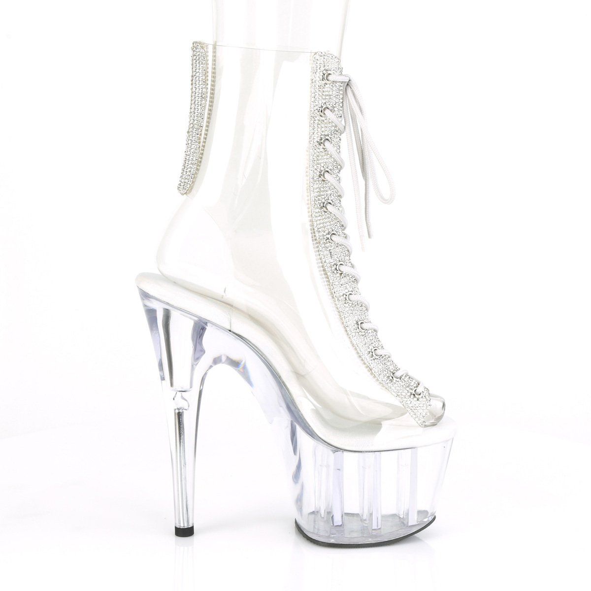 ADORE-1016C-2 Clear-Rhinestone/Clear Ankle Boot Pleaser