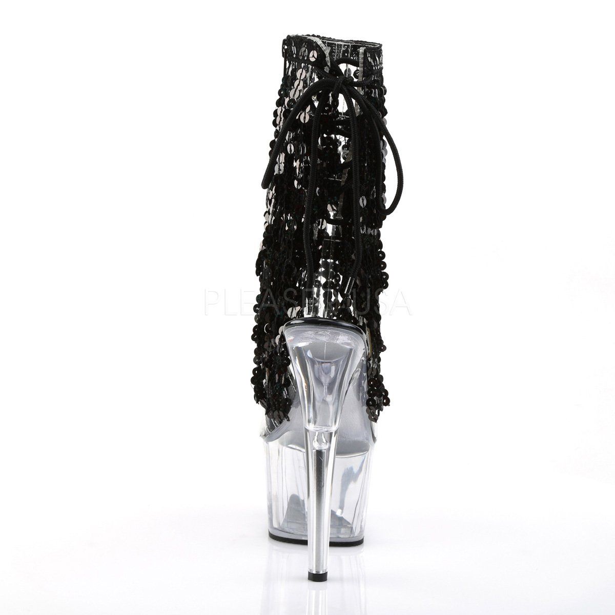 ADORE-1017SQF Clear-Black Holo/Clear Ankle Boot Pleaser