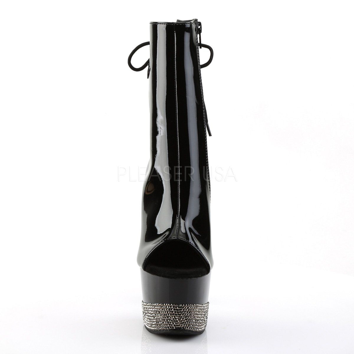 ADORE-1018-3 Black-Pewter Rhinestone Ankle Boot Pleaser