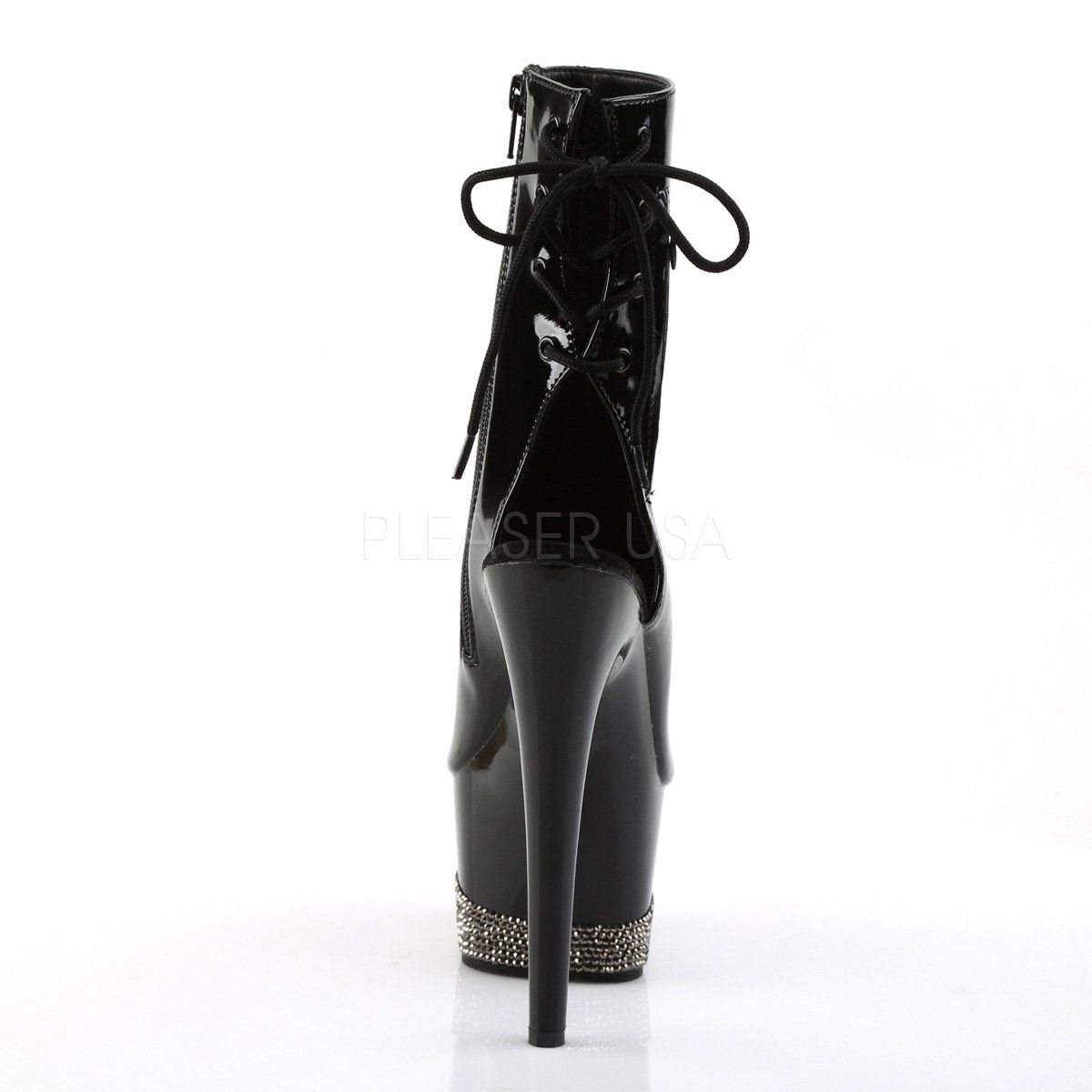 ADORE-1018-3 Black-Pewter Rhinestone Ankle Boot Pleaser