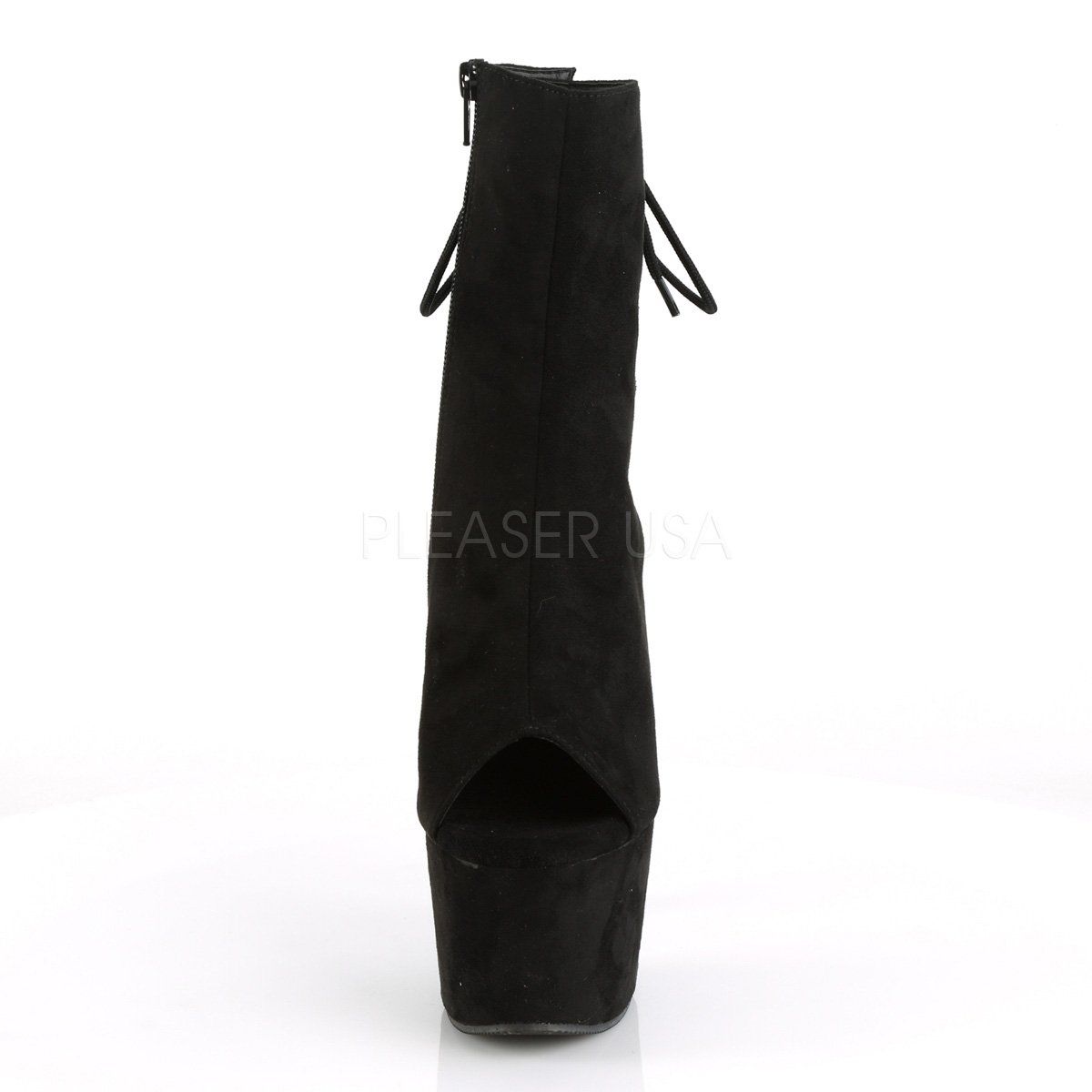 ADORE-1018FS Black Faux Suede/Black Suede Ankle Boot Pleaser