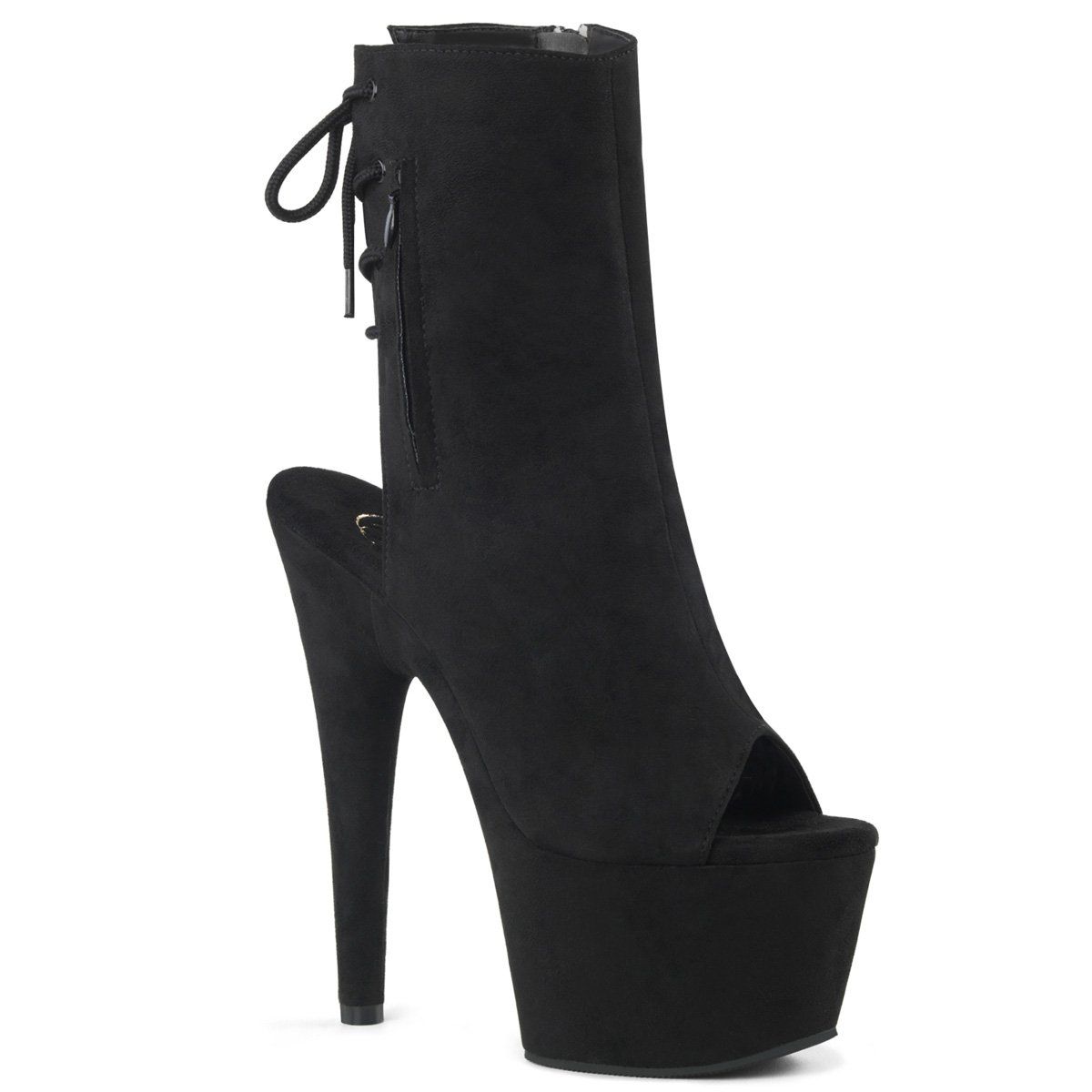 ADORE-1018FS Black Faux Suede/Black Suede Ankle Boot Pleaser