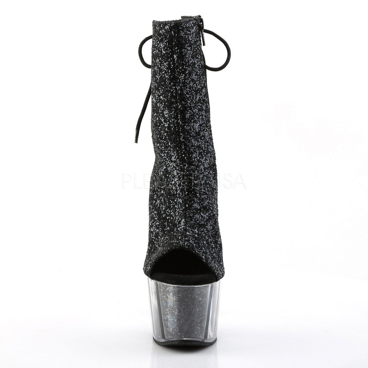 ADORE-1018G Black Glitter/Black Glitter Ankle Boot Pleaser