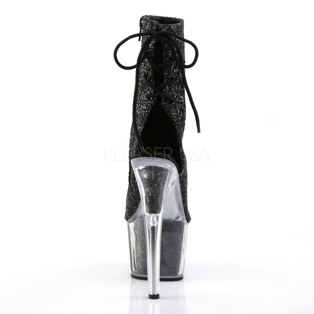 ADORE-1018G Black Glitter/Black Glitter Ankle Boot Pleaser