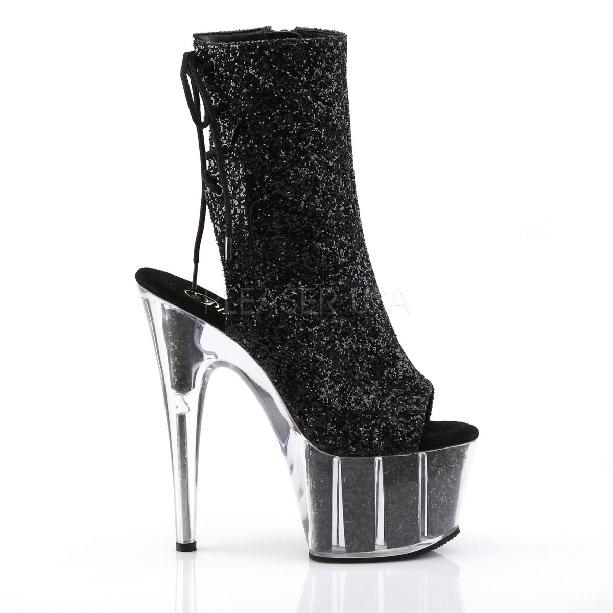ADORE-1018G Black Glitter/Black Glitter Ankle Boot Pleaser