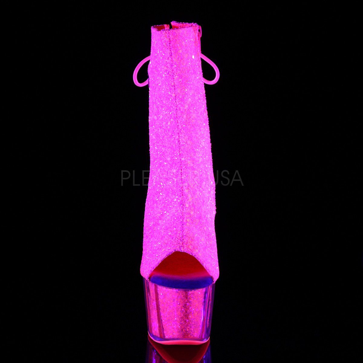 ADORE-1018G Neon Pink Glitter/Neon Pink Glitter Ankle Boot Pleaser