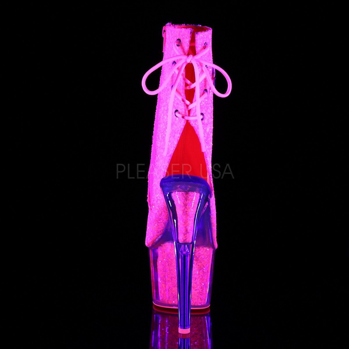 ADORE-1018G Neon Pink Glitter/Neon Pink Glitter Ankle Boot Pleaser