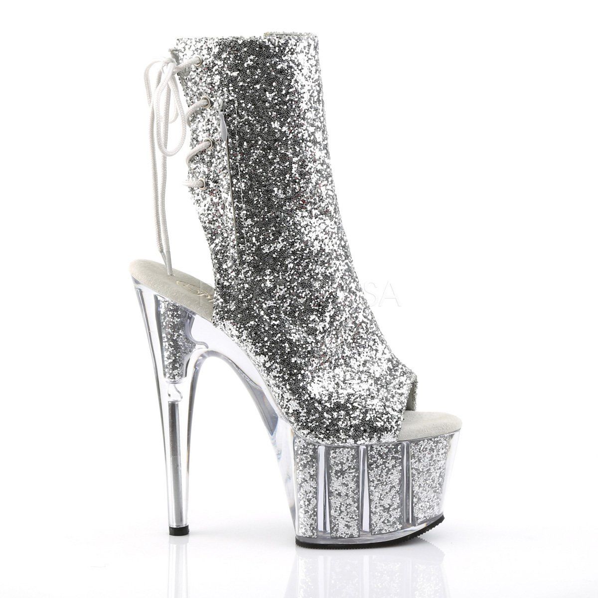 ADORE-1018G Silver Glitter/Silver Glitter Ankle Boot Pleaser