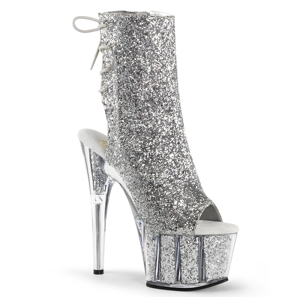 ADORE-1018G Silver Glitter/Silver Glitter Ankle Boot Pleaser