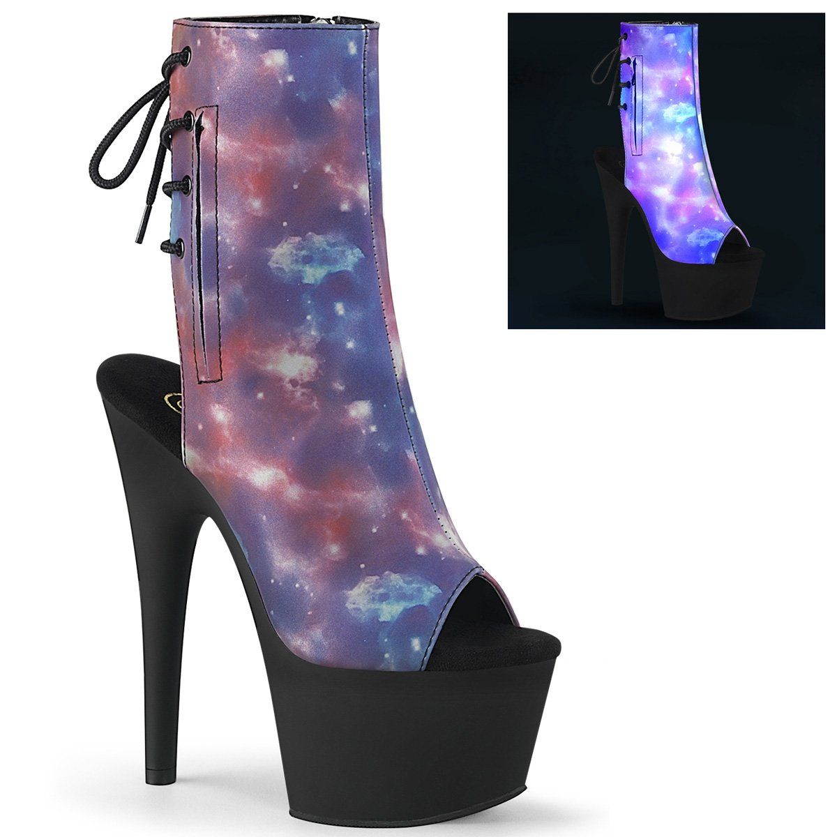 ADORE-1018REFL Purple-Blue Reflective Ankle Boot Pleaser