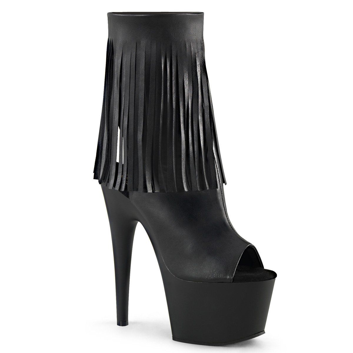 ADORE-1019 Black Faux Leather Ankle Boot Pleaser