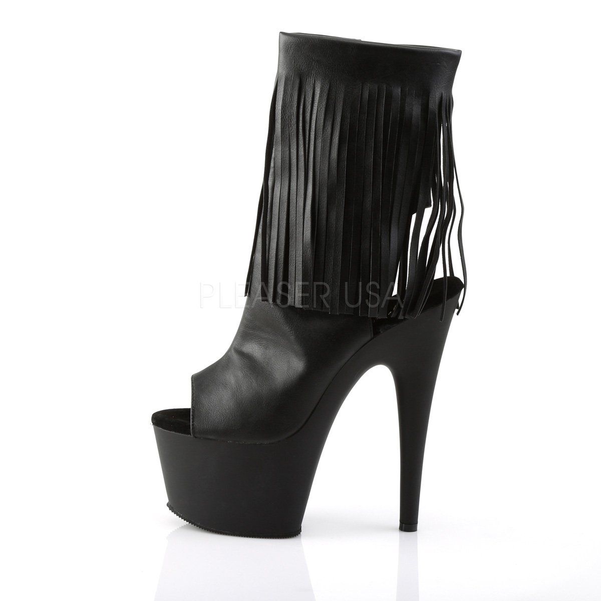 ADORE-1019 Black Faux Leather Ankle Boot Pleaser