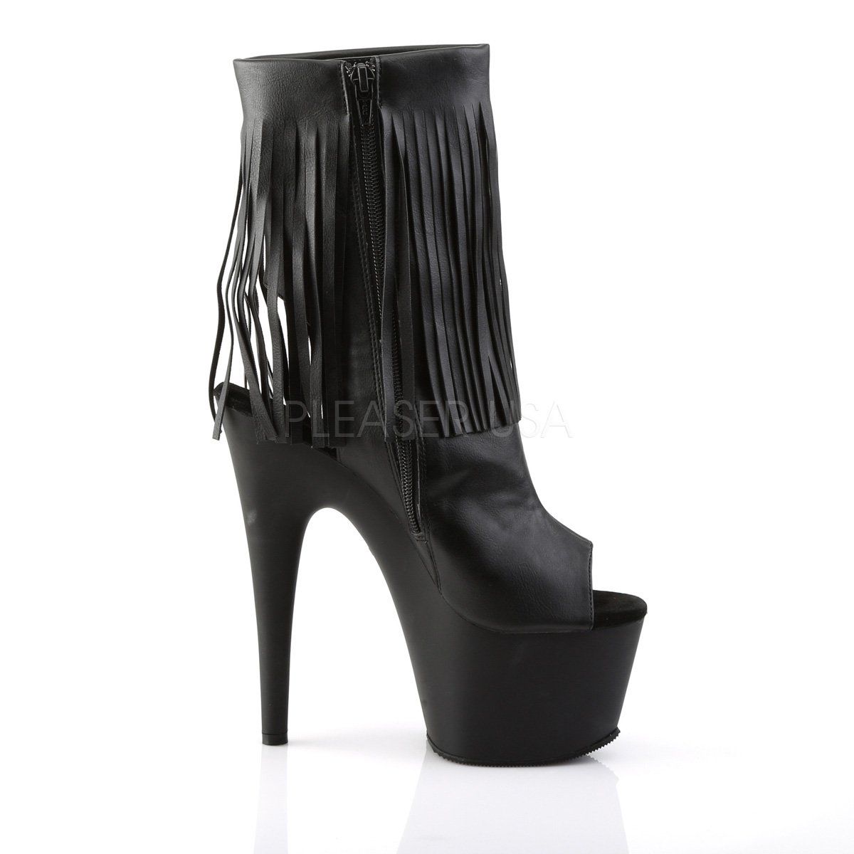 ADORE-1019 Black Faux Leather Ankle Boot Pleaser
