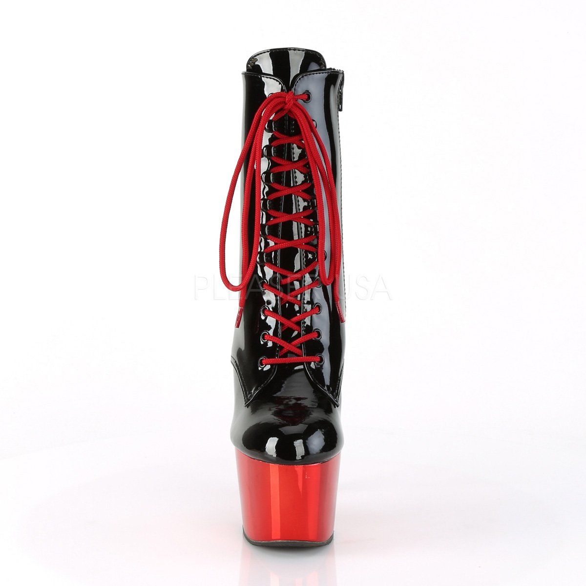 ADORE-1020 Black Patent/Red Chrome Ankle Boot Pleaser