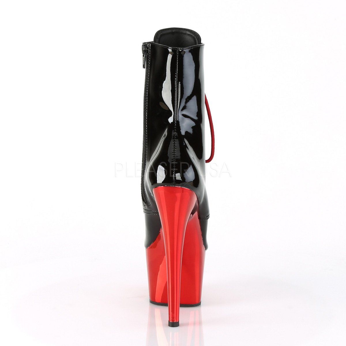 ADORE-1020 Black Patent/Red Chrome Ankle Boot Pleaser