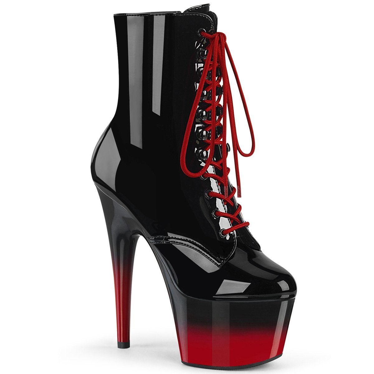 ADORE-1020BR-H Black Patent-Red Ankle Boot Pleaser