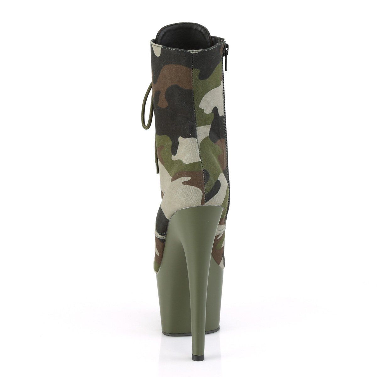 ADORE-1020CAMO Green Camo Fabric/Dark Olive Matte Ankle Boot Pleaser