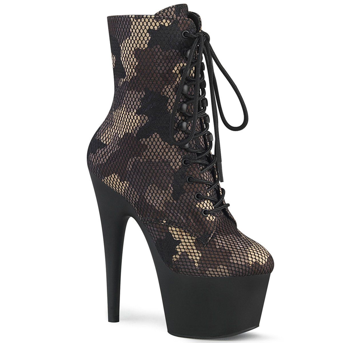 ADORE-1020CM Green Camo-Mesh Ankle Boot Pleaser