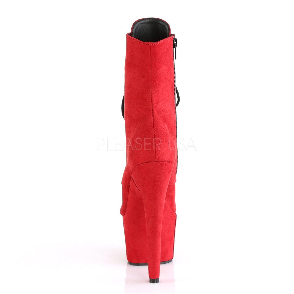 ADORE-1020FS Red Faux Suede/Red Faux Suede Ankle Boot Pleaser