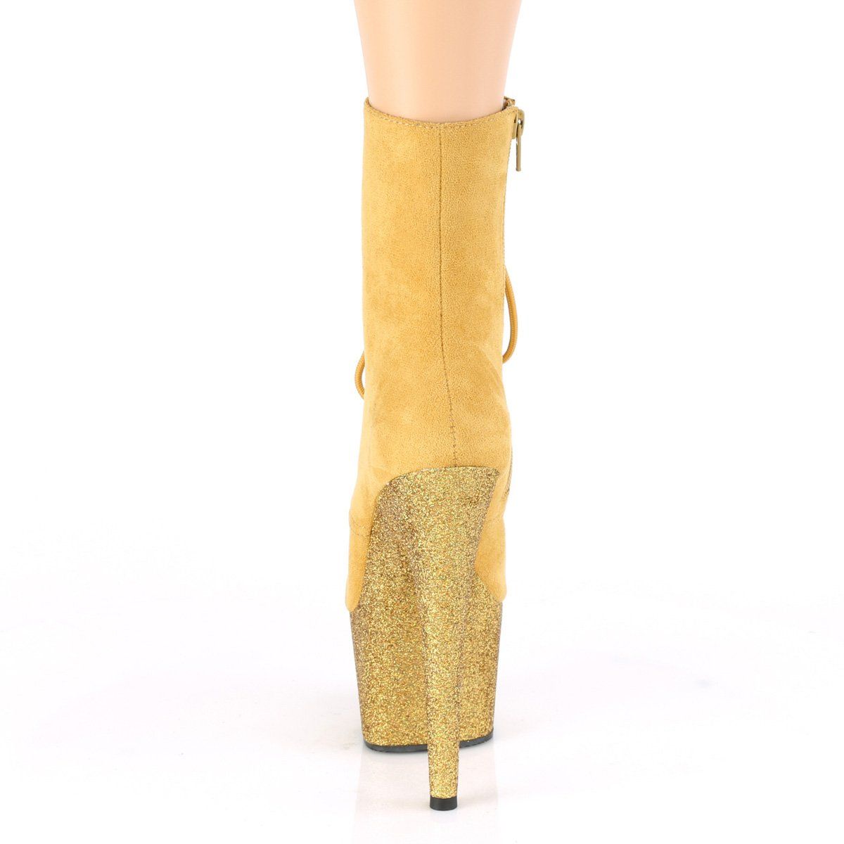 ADORE-1020FSMG Mustard Faux Suede/Mustard Multi Mini Glitter Ankle Boot Pleaser