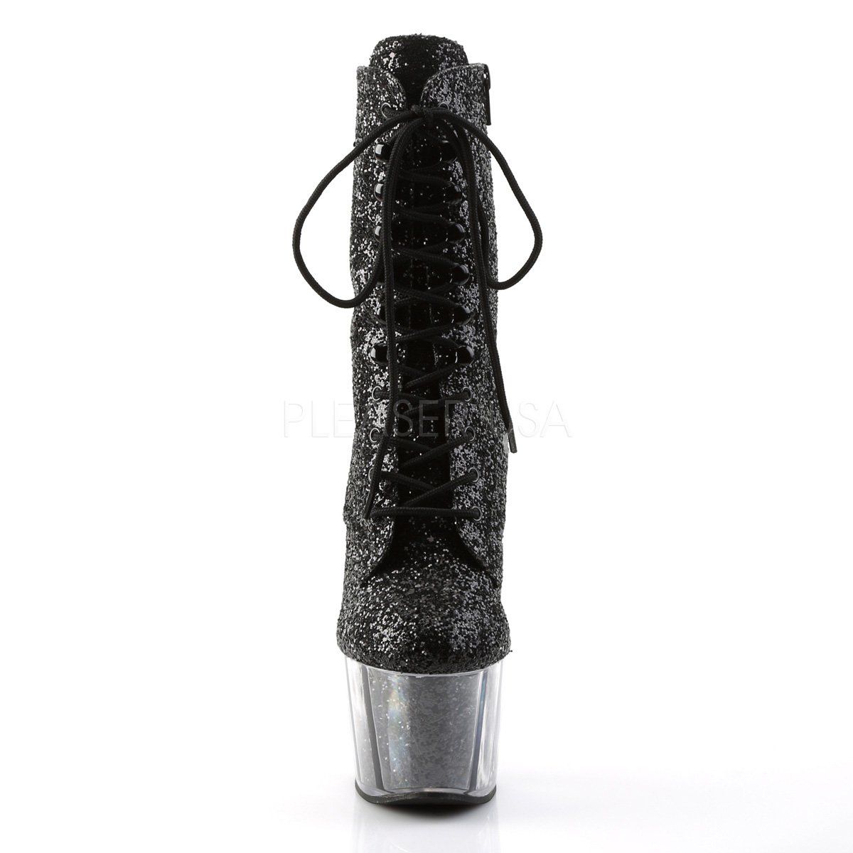 ADORE-1020G Black Glitter/Black Glitter Ankle Boot Pleaser