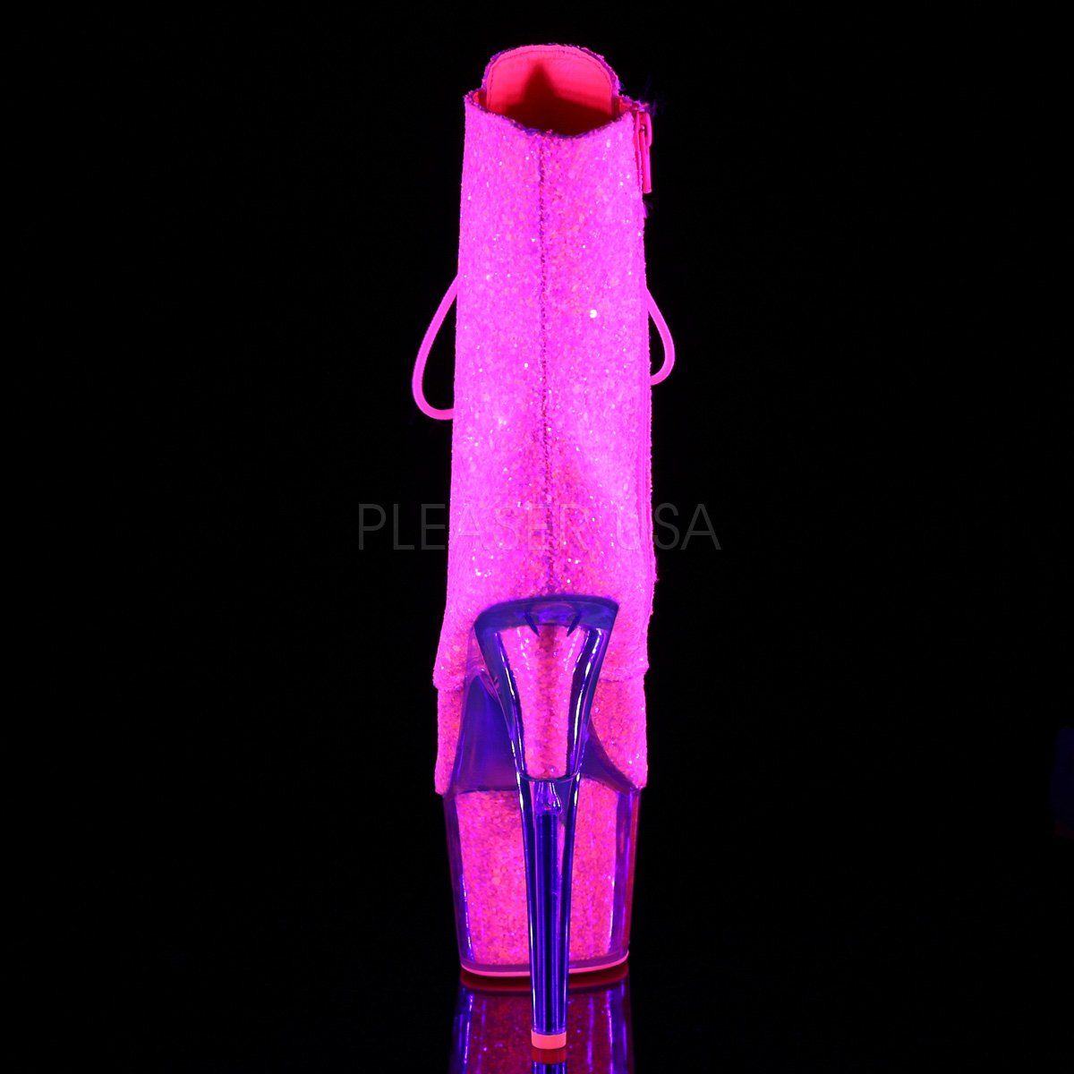 ADORE-1020G Neon Pink Glitter/Neon Pink Glitter Ankle Boot Pleaser