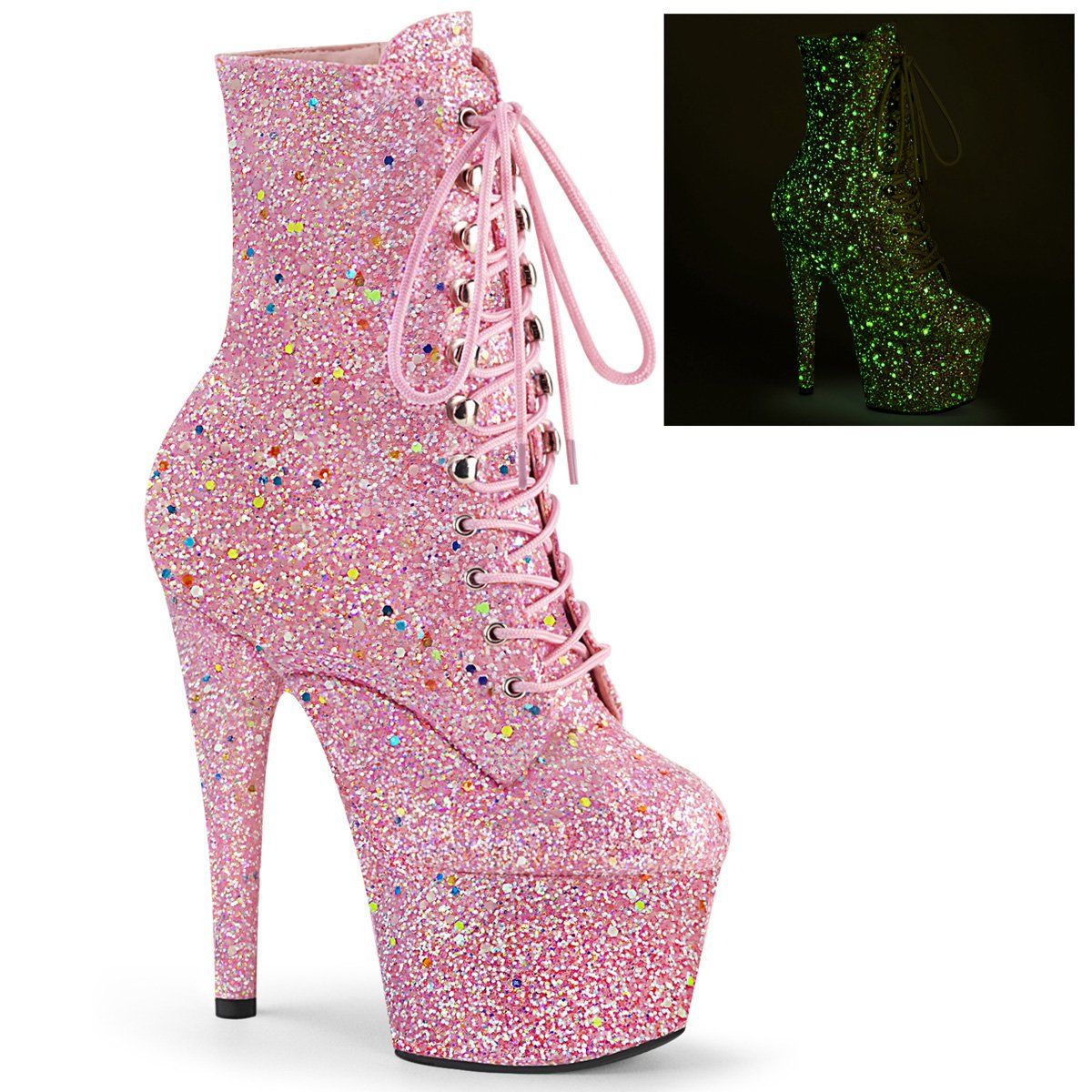 ADORE-1020GDLG Pink Multi Glitter/Pink Multi Glitter Ankle Boot Pleaser
