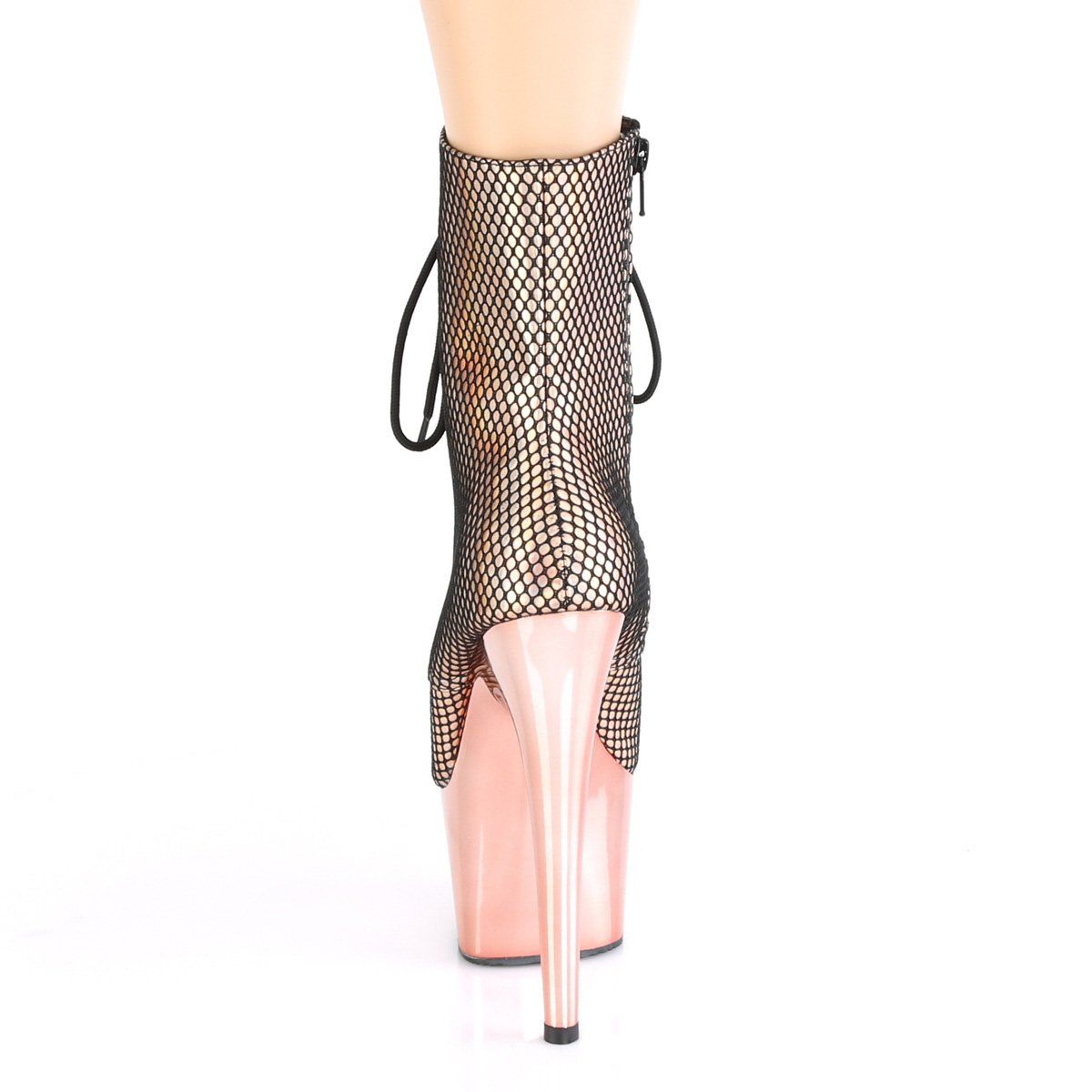 ADORE-1020HFN Rose Gold Holo/Rose Gold Chrome Ankle Boot Pleaser