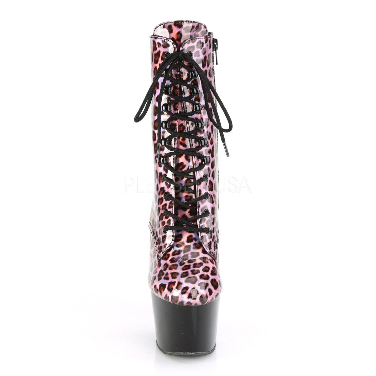 ADORE-1020LP Pink Hologram/Black Ankle Boot Pleaser