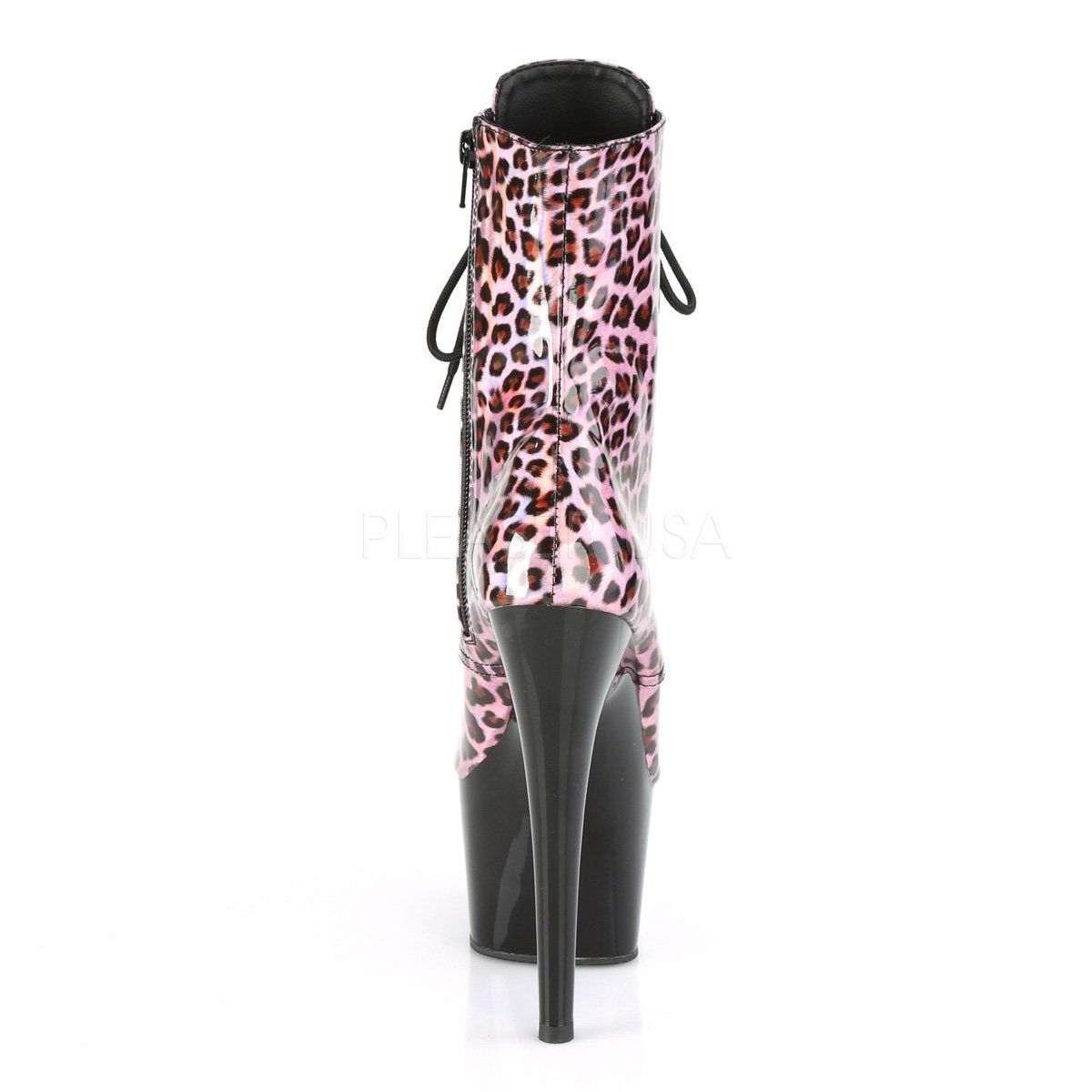 ADORE-1020LP Pink Hologram/Black Ankle Boot Pleaser