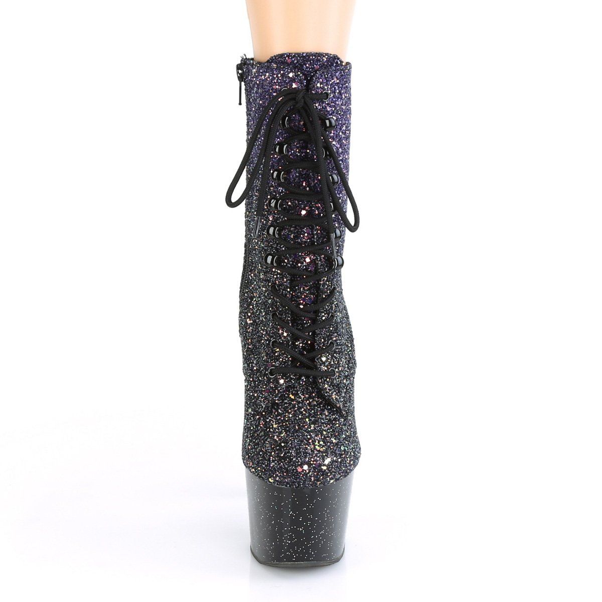 ADORE-1020OMBG Purple Multi Glitter/Black Ankle Boot Pleaser
