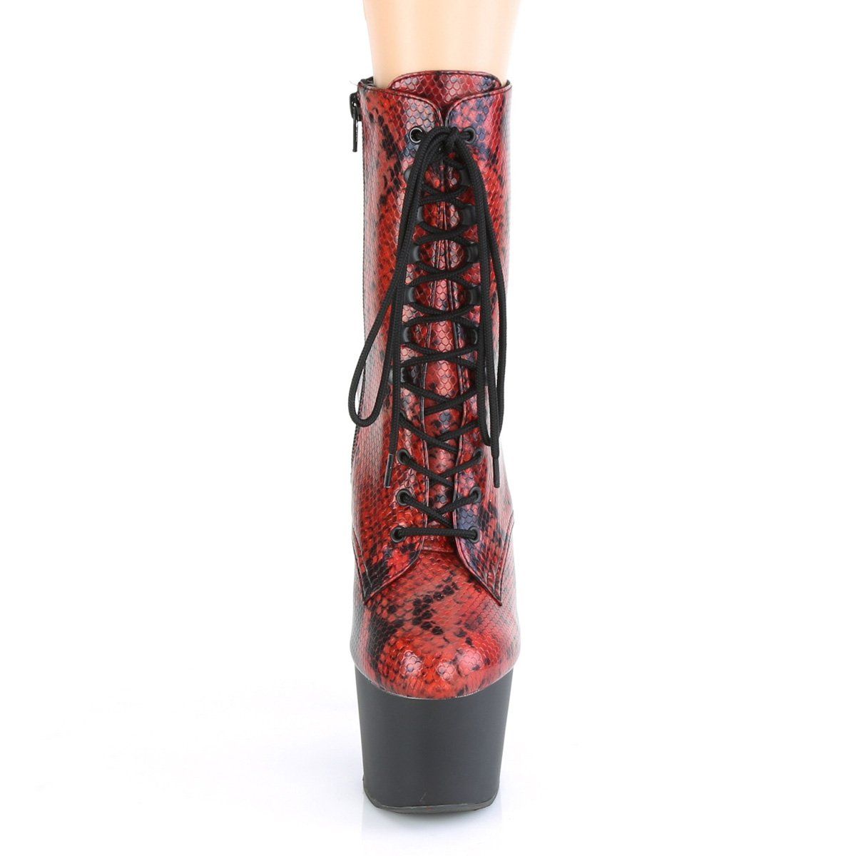 ADORE-1020SP Red Holo Snake Print Ankle Boot Pleaser