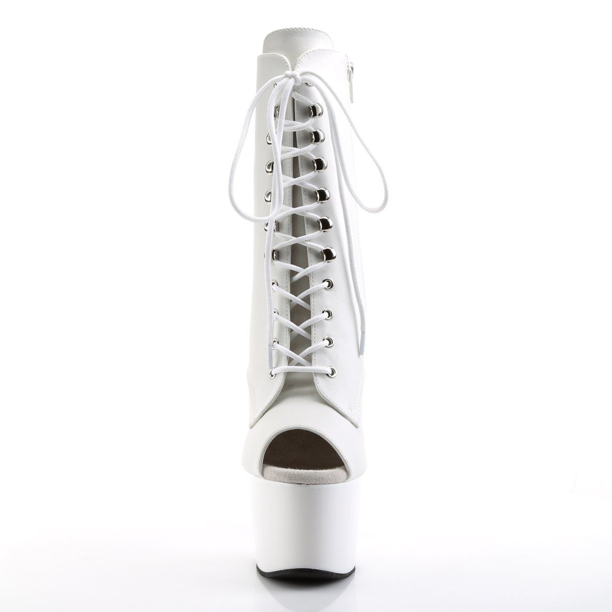 ADORE-1021 White Faux Leather/White Ankle Boot Pleaser