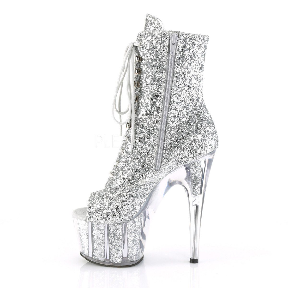 ADORE-1021G Silver Glitter/Silver Gliteer Ankle Boot Pleaser
