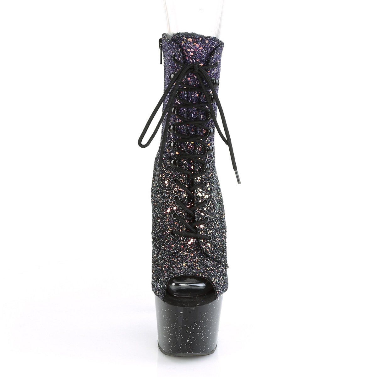 ADORE-1021OMBG Purple Multi Glitter/Black Ankle Boot Pleaser