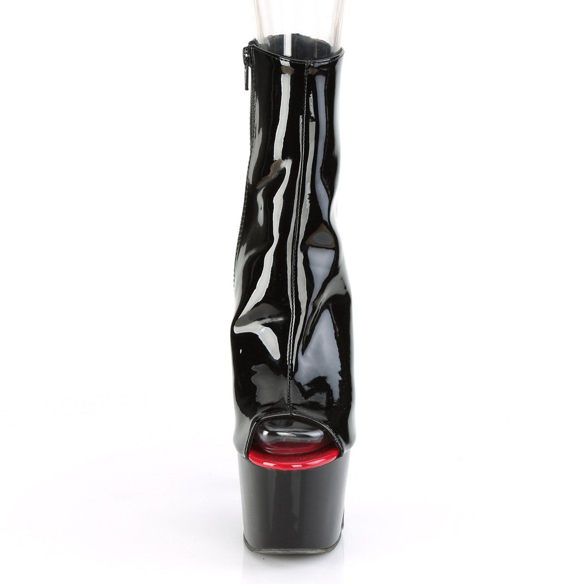 ADORE-1025 Black-Red Patent/Black Ankle Boot Pleaser