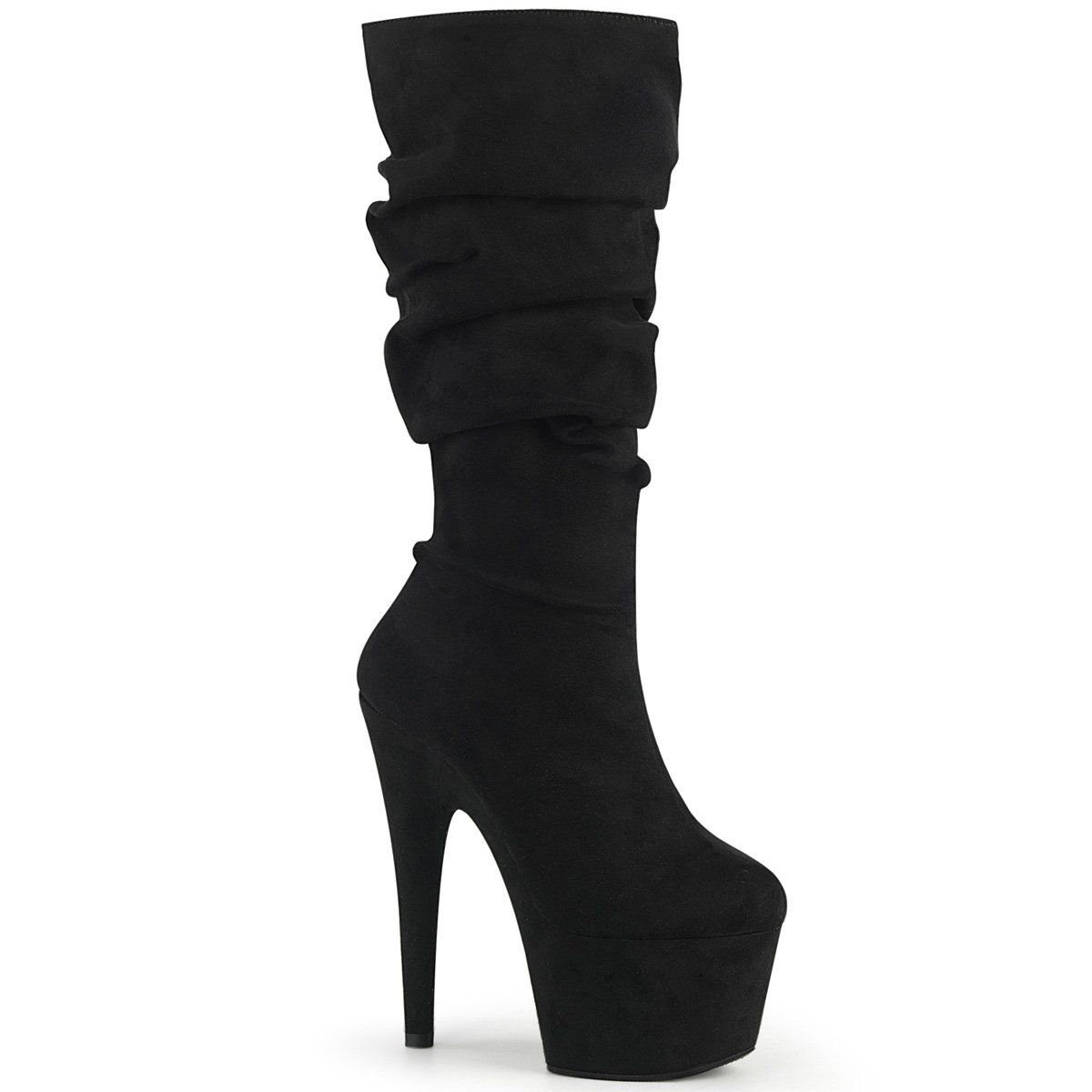 ADORE-1061 Black Faux Suede/ Black Faux Suede Mid-Calf Boot Pleaser