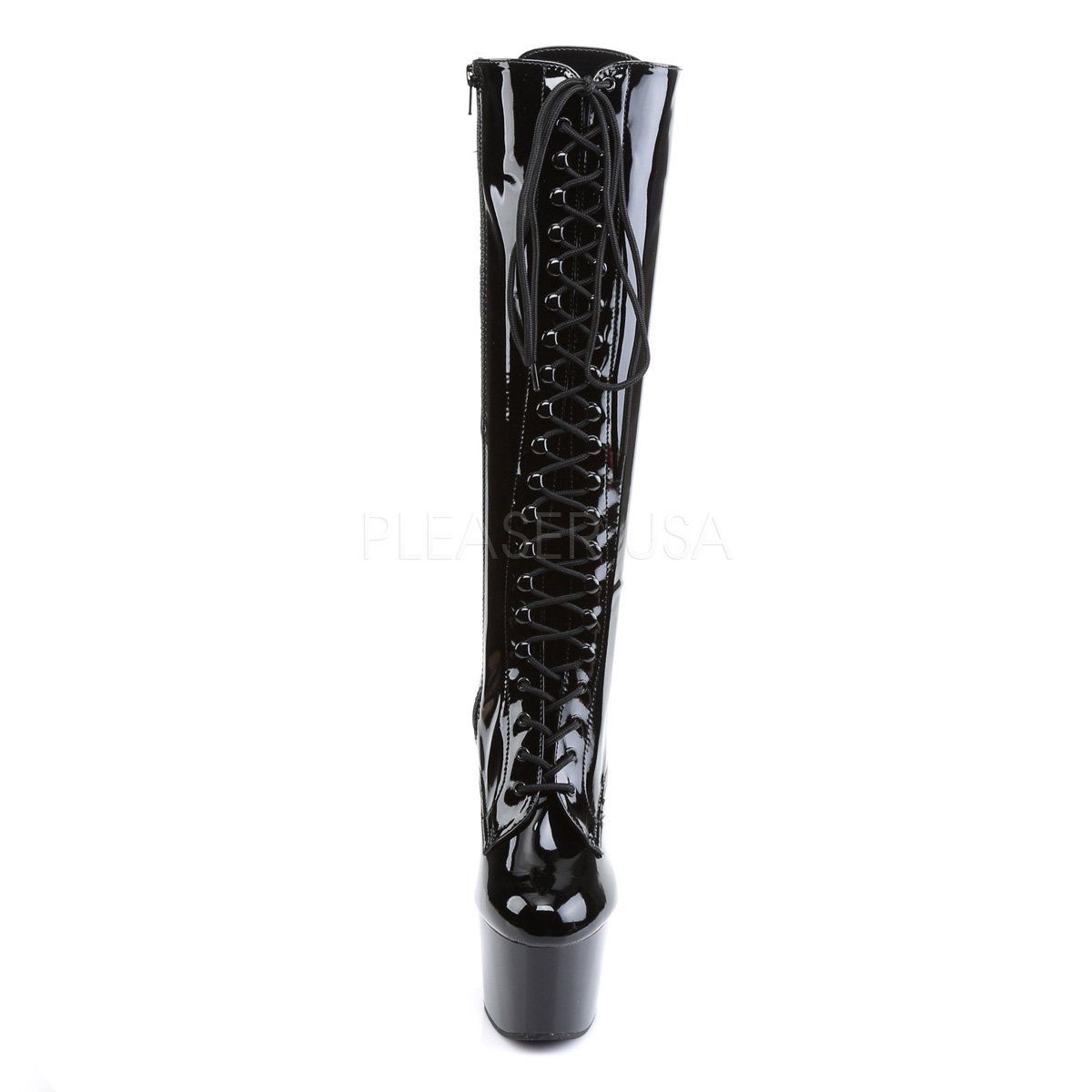 ADORE-2023 Black Stretch Patent Knee Boot Pleaser