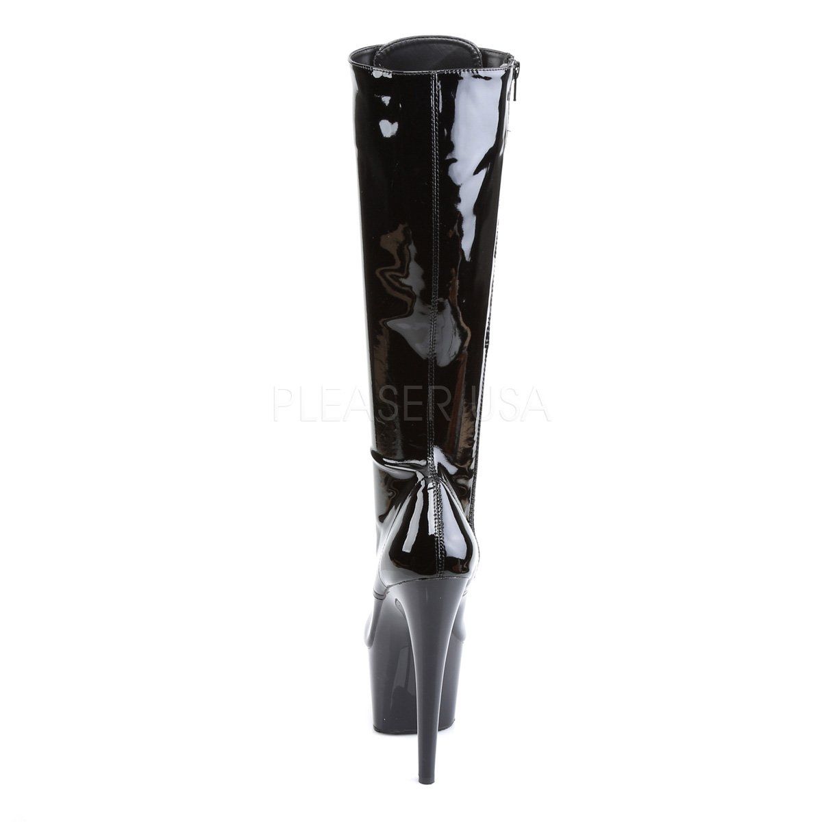 ADORE-2023 Black Stretch Patent Knee Boot Pleaser