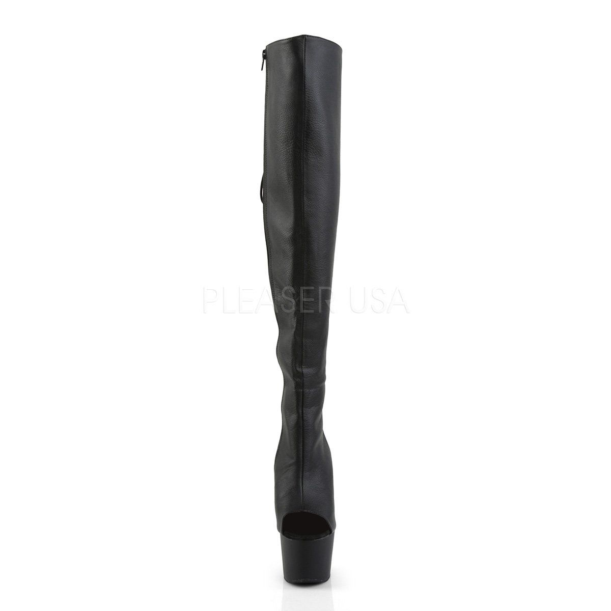 ADORE-3019 Black Faux Leather Thigh Boot Pleaser