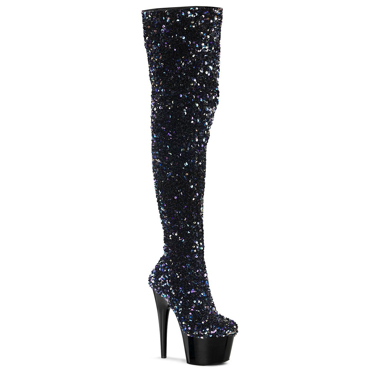 ADORE-3020 Black Multi Seuqins/ Black Boot Pleaser