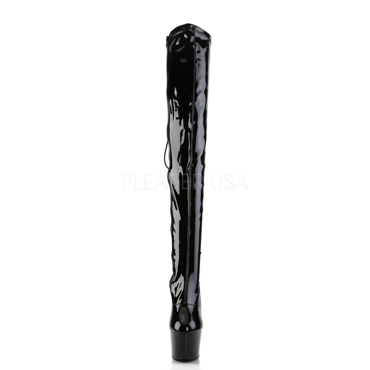 ADORE-3063 Black Stretch Patent Thigh Boot Pleaser