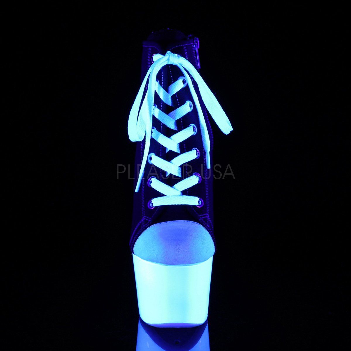 ADORE-700SK-02 Black Canvas/Neon White Sneaker Heels Pleaser