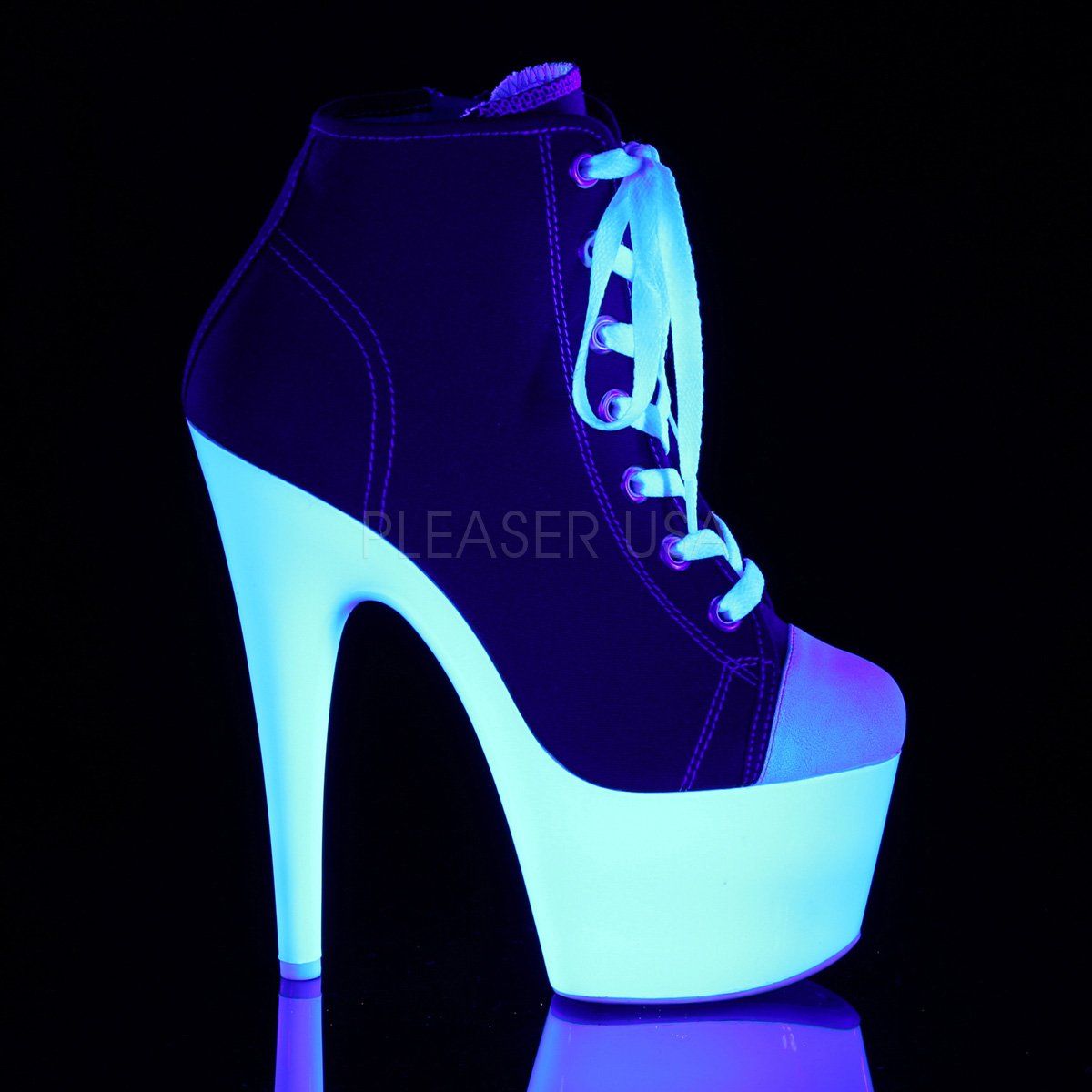 ADORE-700SK-02 Red Canvas/Neon White Sneaker Heels Pleaser