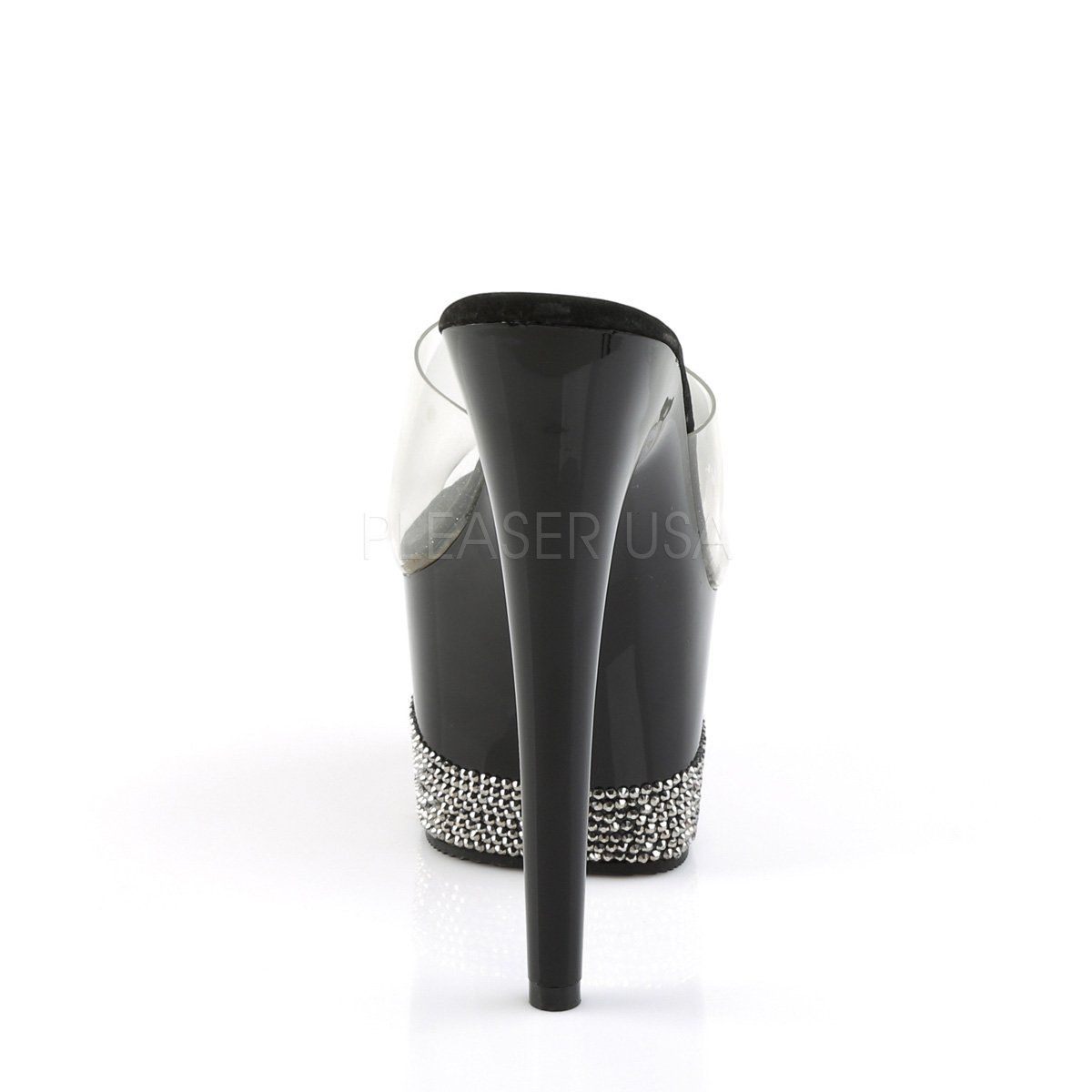 ADORE-701-3 Clear/Black-Pewter Slide Pleaser